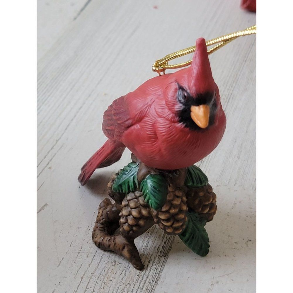 Lenox red cardinal bird ornament Pinecone Xmas decor